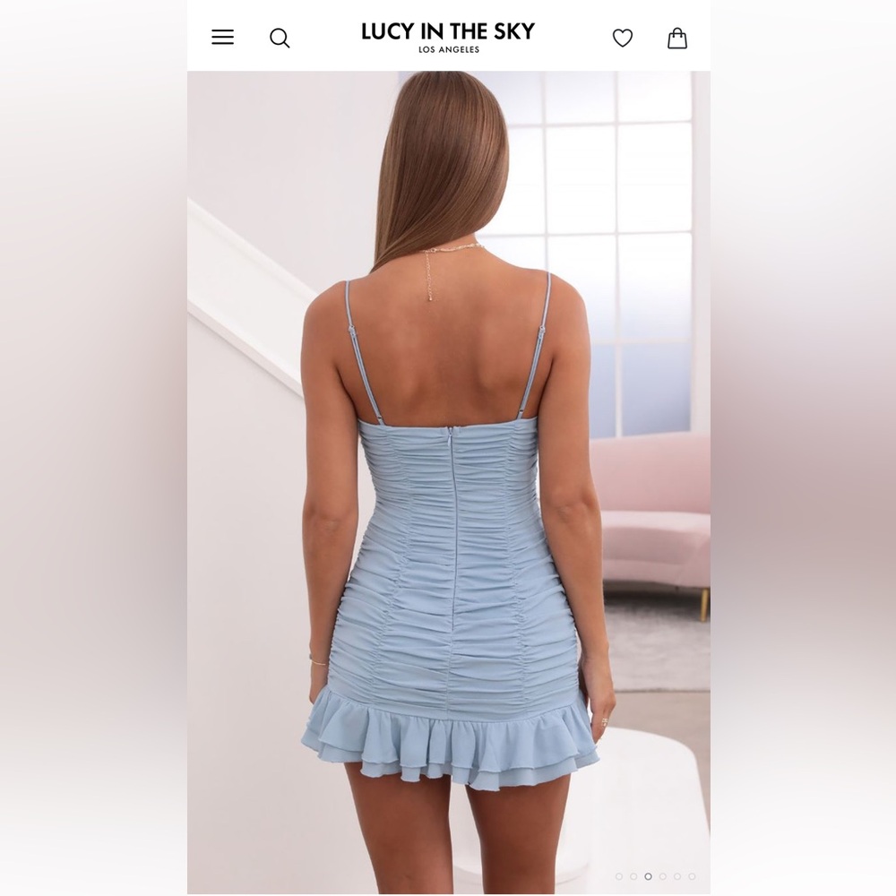 Lucy in the Sky Blue Ruched Sweetheart Mini Dress Sz XS (or 0) NWOT - Picture 2 of 9